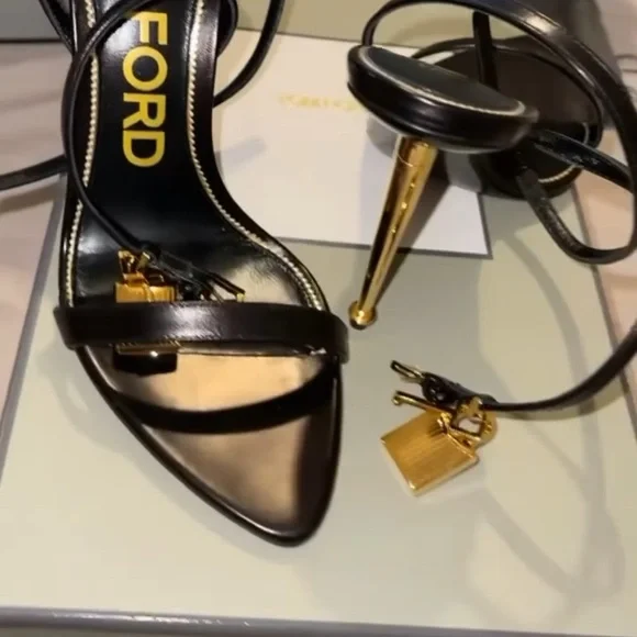 Tom Ford Black Heels with Gold Accents - Picture 5 of 7